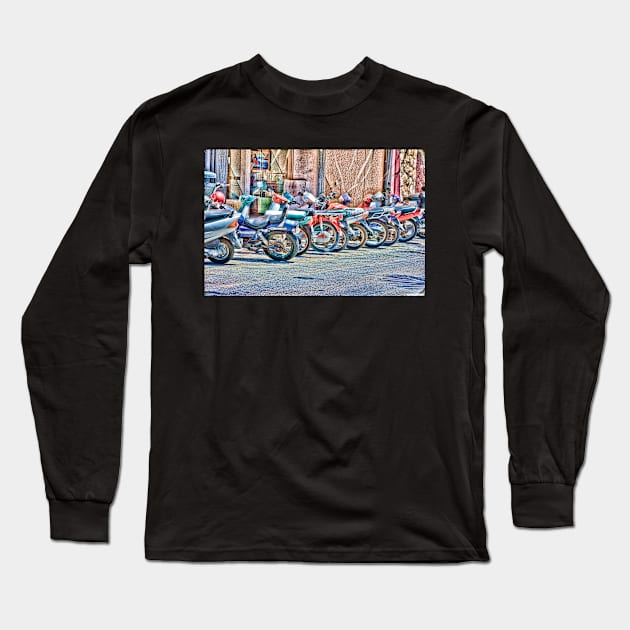 Motorcycle Parking Long Sleeve T-Shirt by randymir